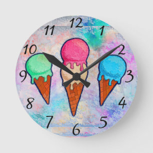 Ice Cream Cones Wall Clock Runde Wanduhr