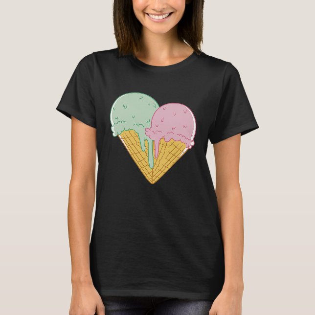 Ice Cream  Cute Heart Valentine's Day Couple Match T-Shirt (Vorderseite)
