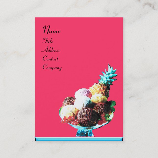 ICE CREAM - DESERT SHOP, blau, rosa schwarz Visitenkarte (Vorderseite)
