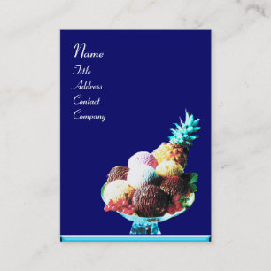 ICE CREAM - DESERT SHOP, blau rot Visitenkarte