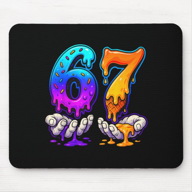 Ice Cream Drip 6 7 Number 67 Six Seven Meme Mens B Mousepad (Vorne)