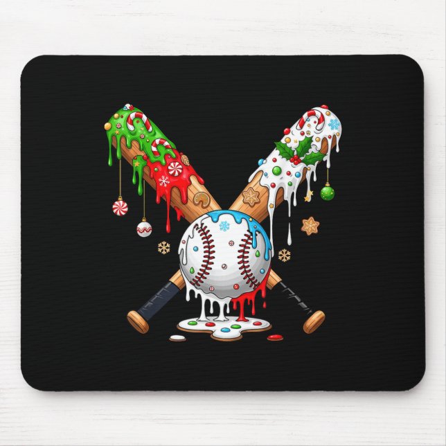 Ice Cream Drip Baseball Christmas Xmas Pajama Kids Mousepad (Vorne)