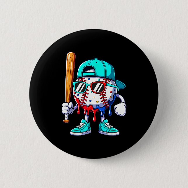 Ice Cream Drip Baseball Sts Baseball Lifestyle Boy Button (Vorderseite)