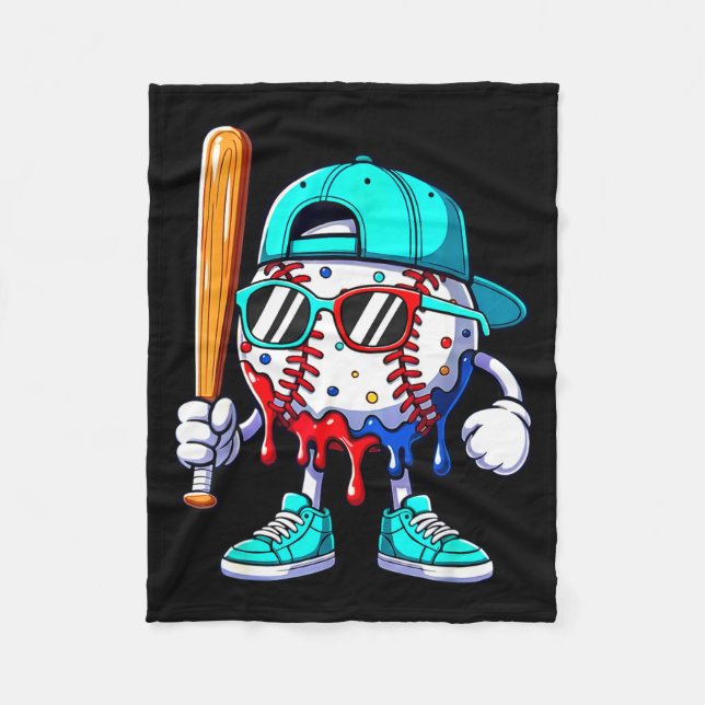 Ice Cream Drip Baseball Sts Baseball Lifestyle Boy Fleecedecke (Vorderseite)