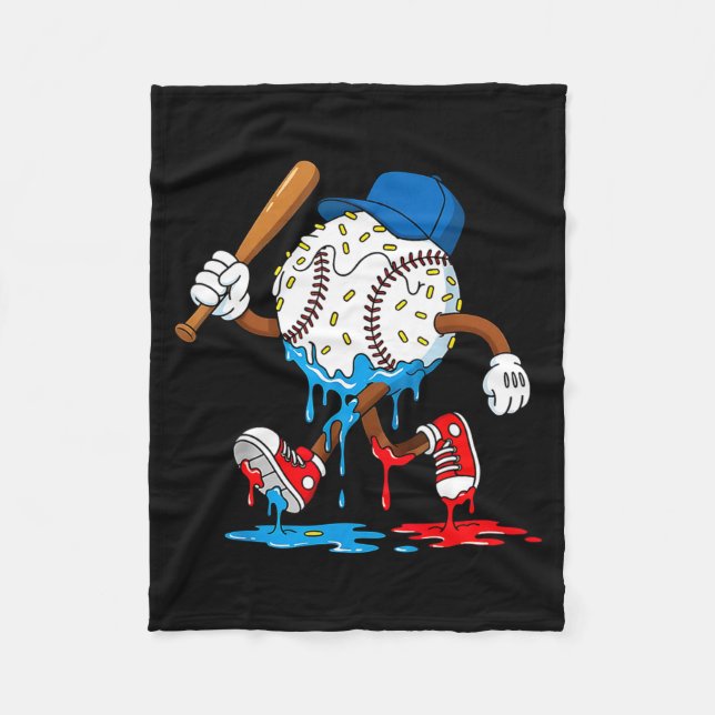 Ice Cream Drip Baseball Sts Baseball Lifestyle Boy Fleecedecke (Vorderseite)
