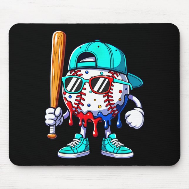 Ice Cream Drip Baseball Sts Baseball Lifestyle Boy Mousepad (Vorne)