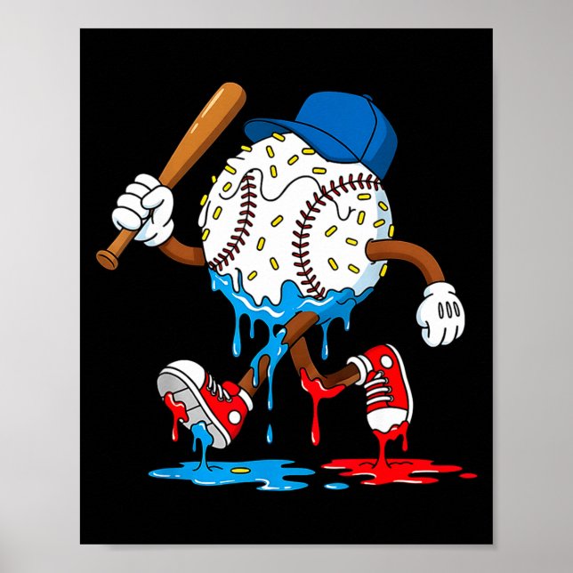 Ice Cream Drip Baseball Sts Baseball Lifestyle Boy Poster (Vorne)