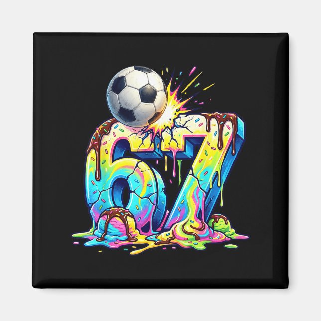 Ice Cream Drip Soccer 67 Six Seven Funny Gen Alpha Magnet (Vorne)