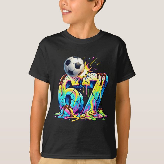Ice Cream Drip Soccer 67 Six Seven Funny Gen Alpha T-Shirt (Vorderseite)