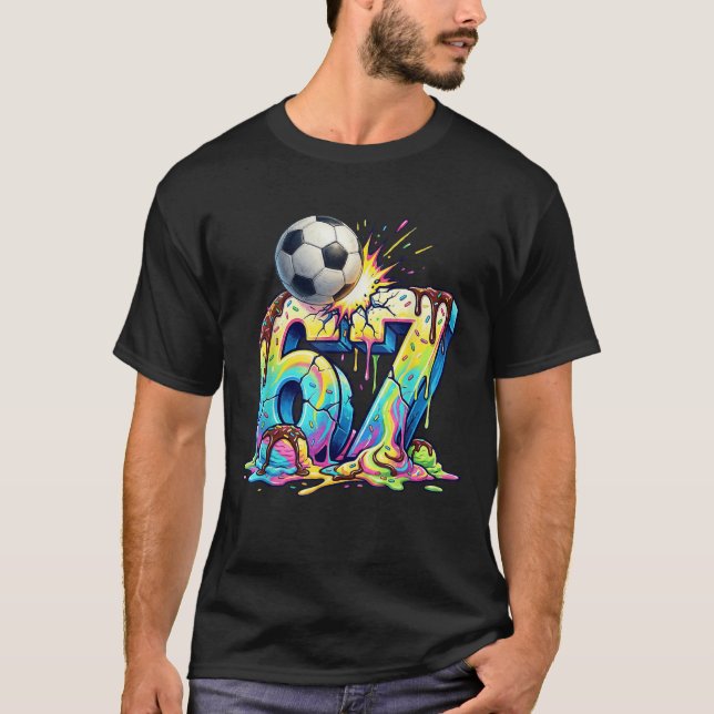 Ice Cream Drip Soccer 67 Six Seven Funny Gen Alpha T-Shirt (Vorderseite)