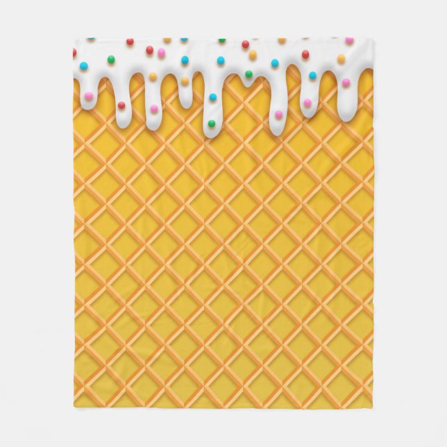 Ice Cream Drip Waffle Cone With Sprinkles Fleecedecke (Vorderseite)