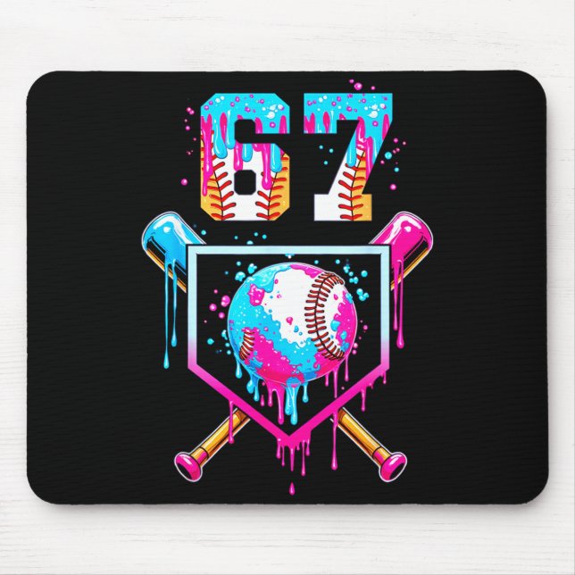Ice Cream Dripng Boys Baseball Drip Fun 6 7 Six Se Mousepad (Vorne)
