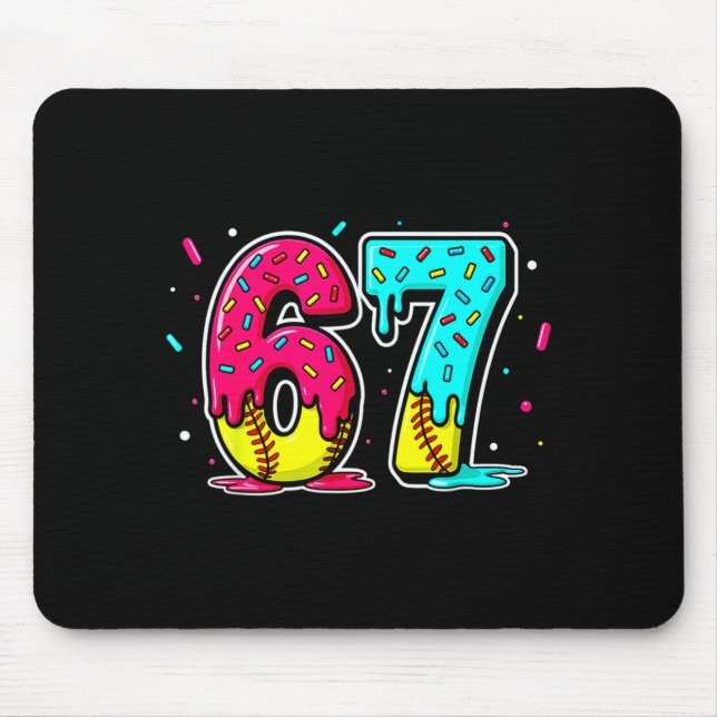 Ice Cream Dripng Softball Drip Funny 6 7 Six Seven Mousepad (Vorne)