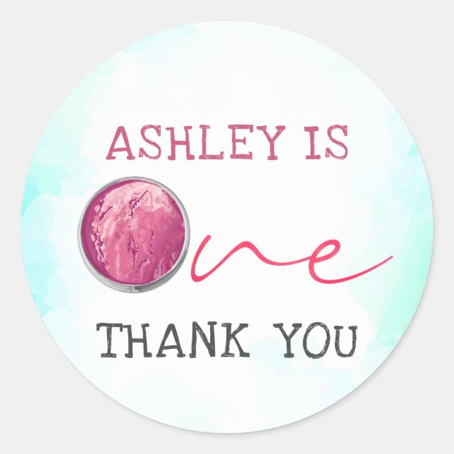 Ice Cream ersten Geburtstag Vielen Dank Runder Aufkleber (Vorderseite)