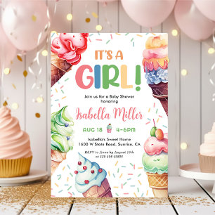 Ice Cream Girl Babydusche Party Einladung