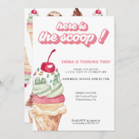 Ice Cream Girl Birthday Scoop Einladung