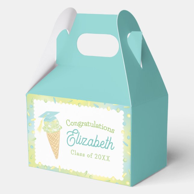 Ice Cream Graduation Party Blue Green Geschenkschachtel (Vorderseite)