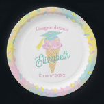 Ice Cream Graduation Party Pappteller<br><div class="desc">Throw an ice cream social to celebrate the new graduate with this cute ice cream cone design in soft pastel tones!  Perfect for an elementary graduate or just a graduation party for someone that loves ice cream!</div>
