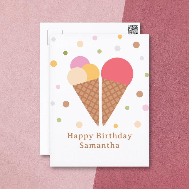 Ice Cream Happy Birthday Postcard Postkarte (Ice Cream Happy Birthday Postcard)
