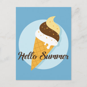 Ice Cream Hello Postcard Postkarte