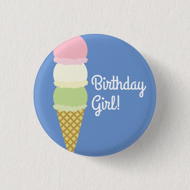 Ice Cream Kid's Geburtstagsparty Button (Vorderseite)