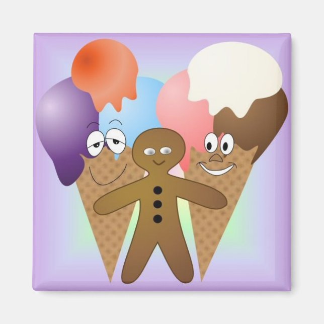 "Ice Cream" Kühlschrankmagnet SQUARE Magnet (Vorne)