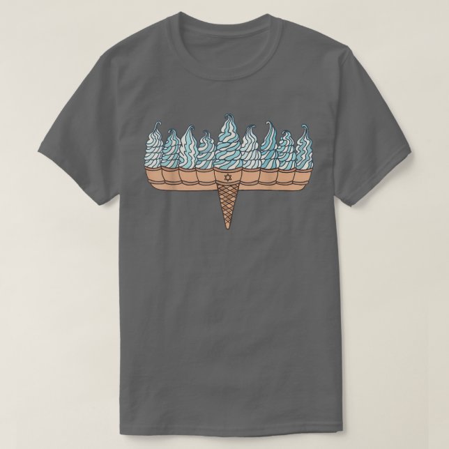 Ice Cream Menorah Hanukkah Judenurlaub T-Shirt (Design vorne)