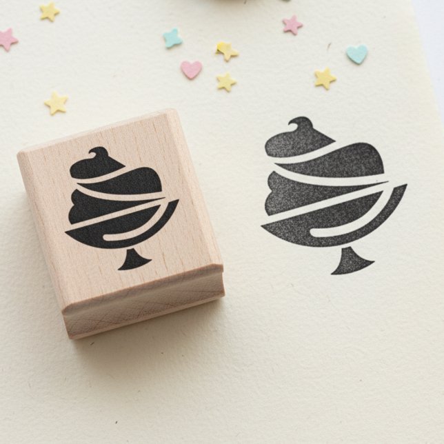Ice Cream Mini Wooden Art Stamp Gummistempel (Miniature ice cream wooden art stamp.)