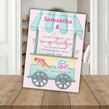 Ice Cream Party Invitation, Samantha 6th Birthday