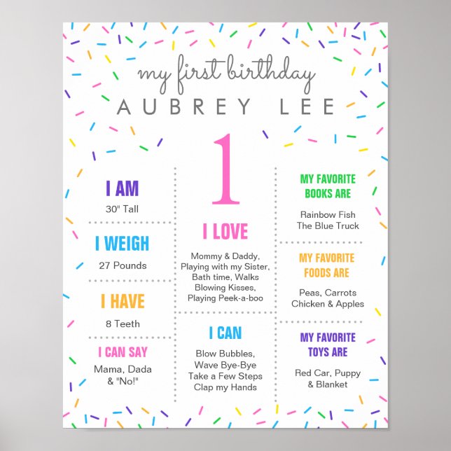 Ice Cream Pastel Sprinkles Mädchen zum ersten Gebu Poster (Vorne)