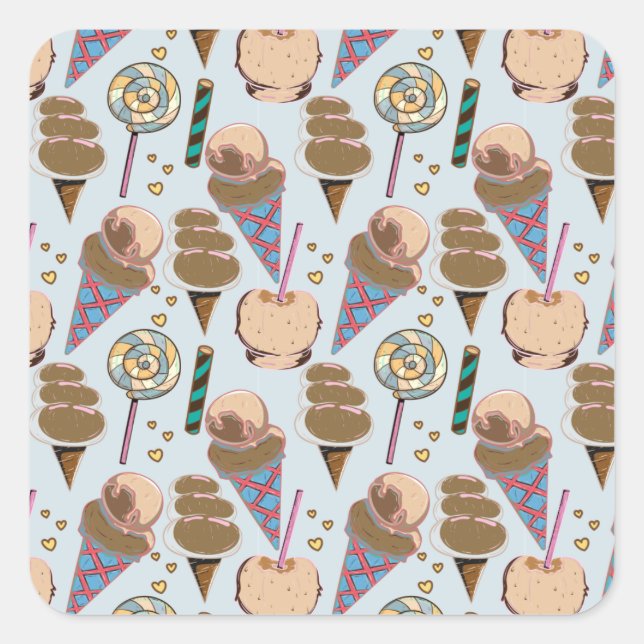 Ice cream pattern | Lollies pattern | lollipop 25 Quadratischer Aufkleber (Vorderseite)