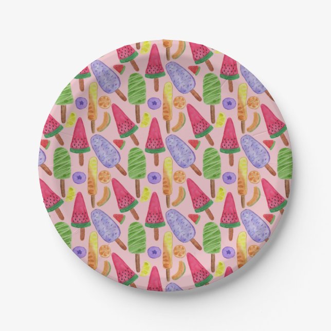 Ice cream pattern | Lollies pattern | lollipop 5 Pappteller (Vorderseite)