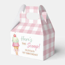 Ice Cream Pink Bow Gingham Birthday Party