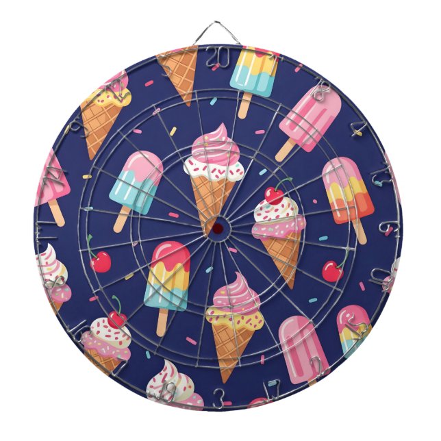 Ice cream, popsicles and cherries pattern dartscheibe (vorne)