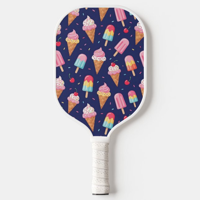 Ice cream, popsicles and cherries pattern pickleball schläger (Vorderseite)
