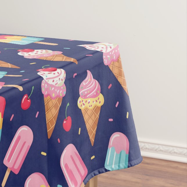 Ice cream, popsicles and cherries pattern tischdecke (Beispiel)