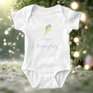 Ice Cream Scoop farbenfrohe Pastell Geburtstagspar Baby Strampler