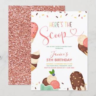 Ice Cream Scoop Girl Geburtstagseinladung Einladung