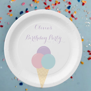 Ice Cream Scoop Pastel bunte Geburtstagsparty Pappteller