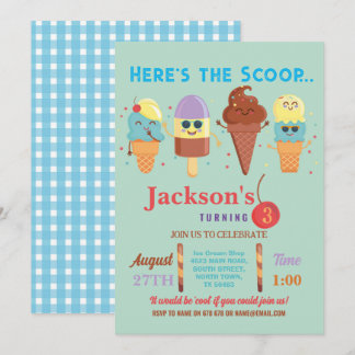 Ice Cream Scoop Shop Coole Jungen Lolly Einladung