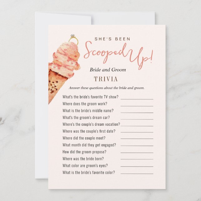 Ice Cream Scoopup Trivia Shower Games Einladung (Vorderseite)