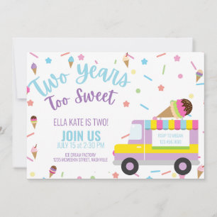 Ice Cream Second Birthday Baby Girl Boy Einladung