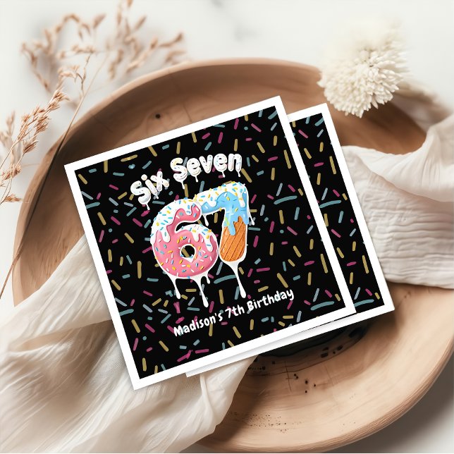 Ice Cream Six Seven 67 Birthday Napkins Serviette (Von Creator hochgeladen)