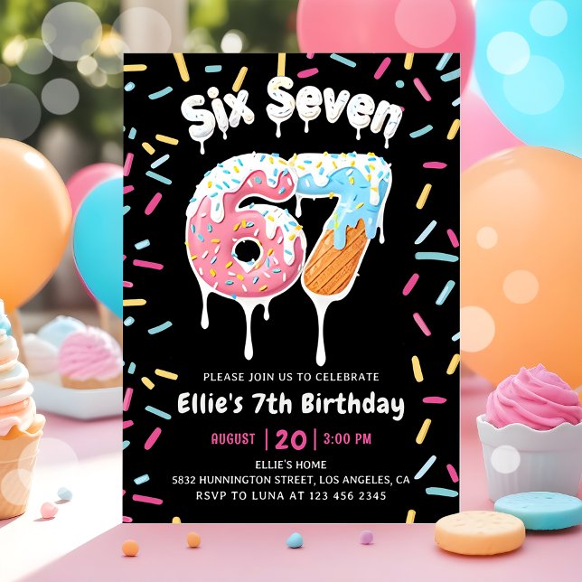Ice Cream Six Seven 6 7 Birthday Invitation Einladung (Von Creator hochgeladen)