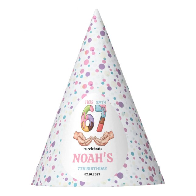 Ice Cream “Six Seven” 7th Birthday Party for Kids Partyhütchen (Vorderseite)