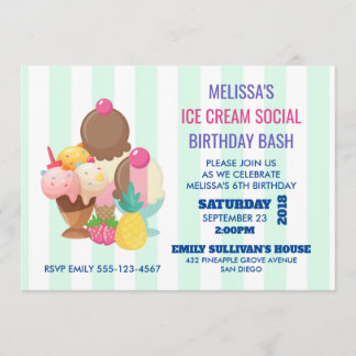 Ice Cream Social Birthday Party Einladung