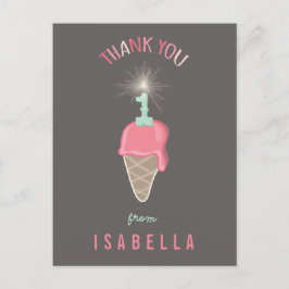 Ice Cream Sparkler Girl's 1. Geburtstag Vielen Dan Postkarte