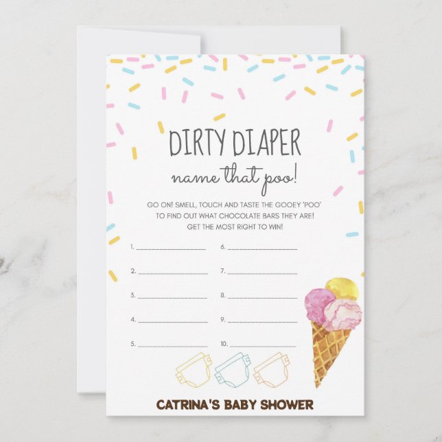 Ice Cream Sprinkle Baby Shower -Editable Name, 5x7 Einladung (Vorderseite)