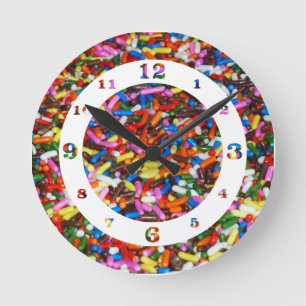 Ice Cream Sprinkles Numbered Runde Wanduhr