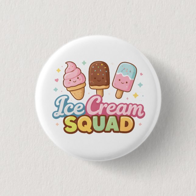 Ice Cream Squad Cute Cartoon Popsicle Button (Vorderseite)